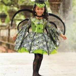 Kids Green and Black Spider Costume Spider Fairy.